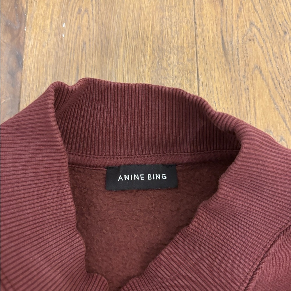 Anine Bing Bradie Sweatshirt in Deep Burgundy Sz L - Picture 6 of 11